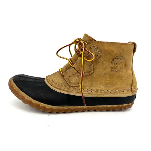 Sorel Women's 7/EU38 Tan Out 'N About Waterproof Leather Ankle Duck Boots - Picture 2 of 9